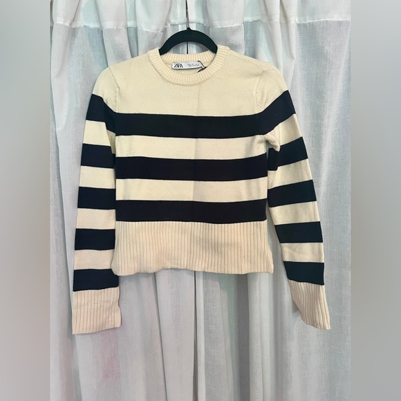 NWT Zara Striped Crop Knit Sweater - Picture 2 of 5